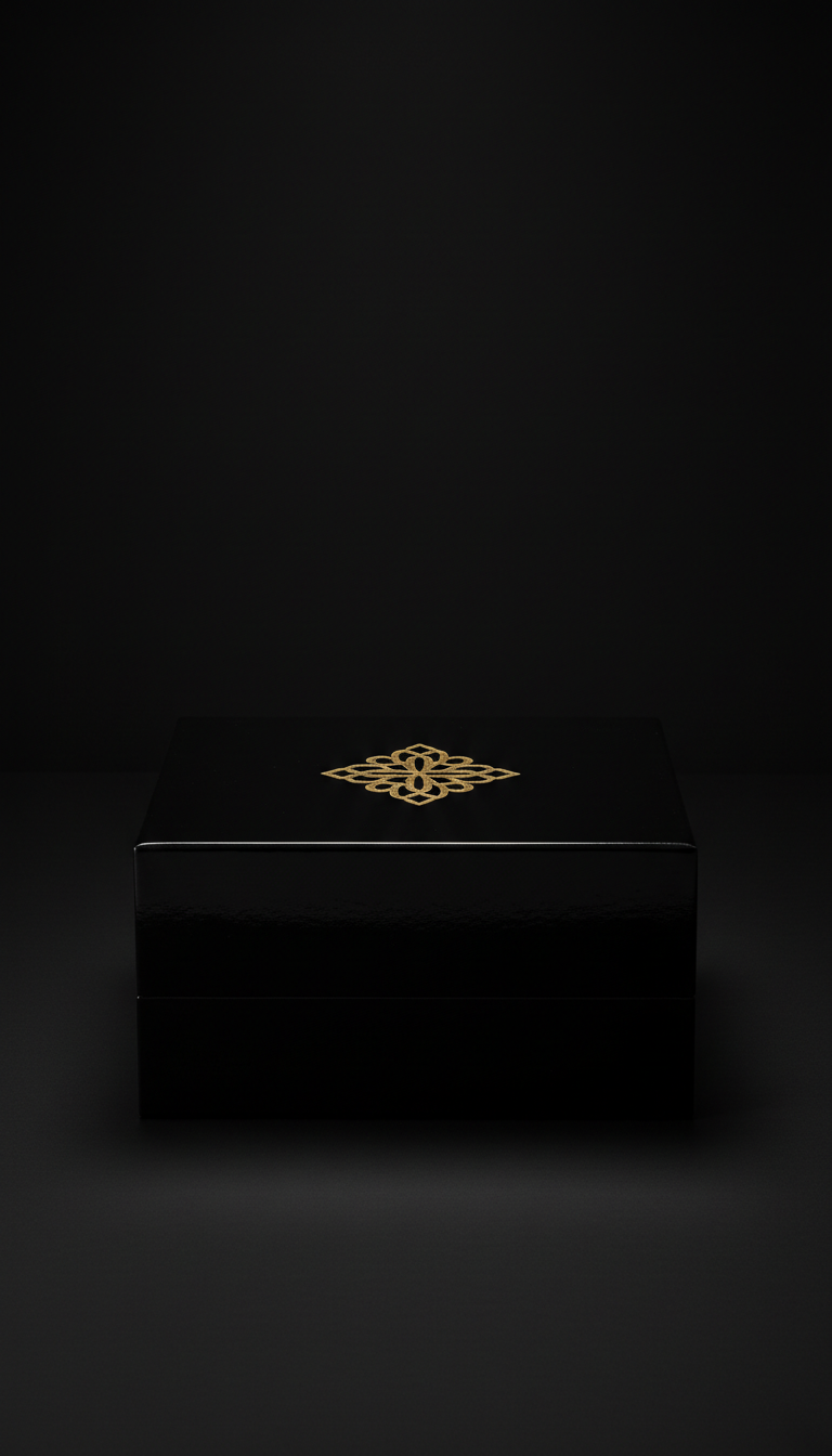 Gift Box Black Lacquer Antique Gold Logo